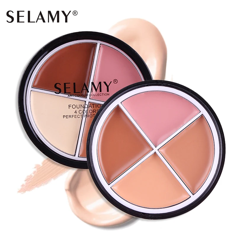 SELAMY Face Makeup Base Concealer Palette Makeup 4 Colors Waterproof