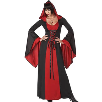 

Deluxe Carnival Parties Adult Black/Red Hooded Robe Mistress of the Dark Halloween Party Costume Movie Cosplay Dress L15241-1