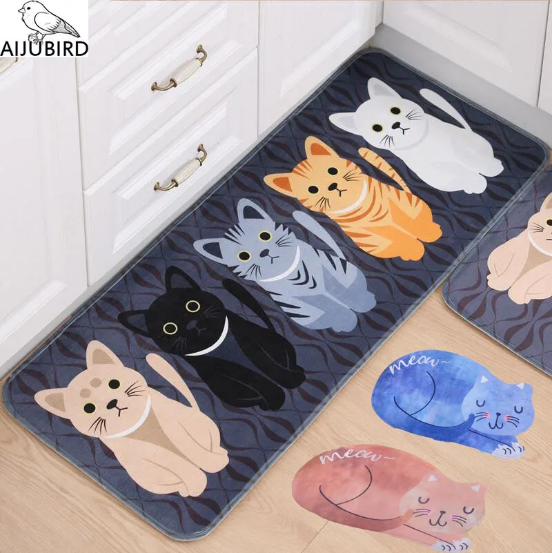 3 Sizes Sleeping cat Floor Mats Animal Printed Bathroom Kitchen Carpets