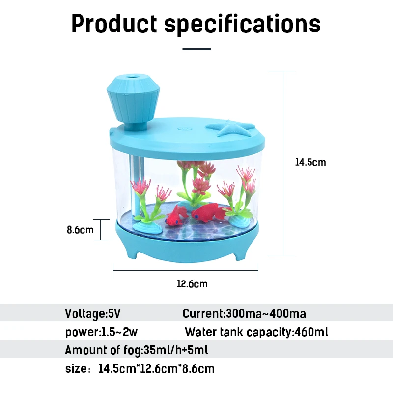 Filterhualv маленький аквариум увлажнитель воздуха большой емкости USB тумана с светодиодный ночник очиститель воздуха для домашнего офиса