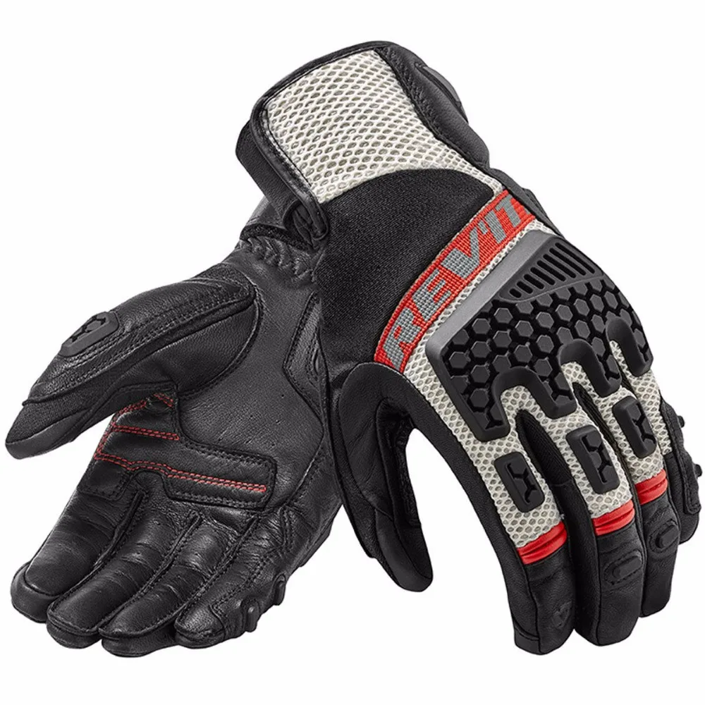 New 2018 Revit Sand 3 Black Red Motorcycle Trails Adventure Touring Vented Gloves Genuine Leather Motorbike Gloves
