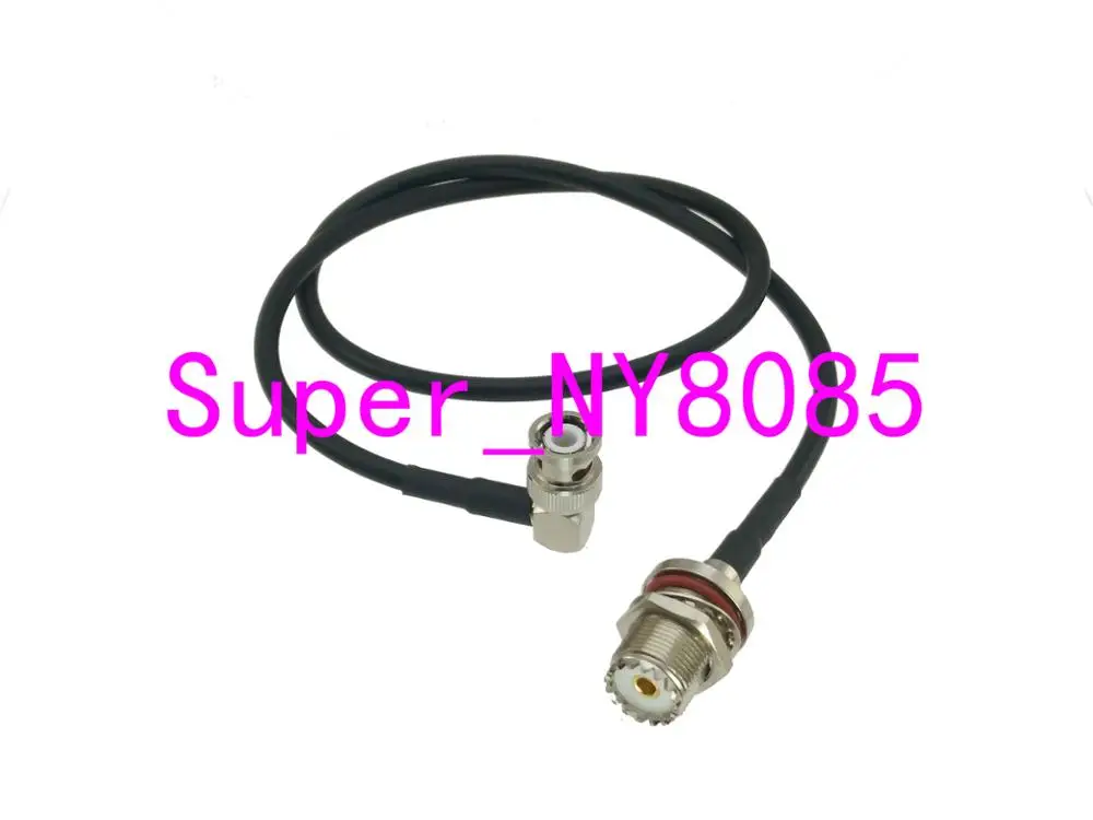 

RG58 UHF SO239 Female Jack Bulkhead to BNC Male Plug Right angle RF Jumper pigtail Cable 6FT~20M