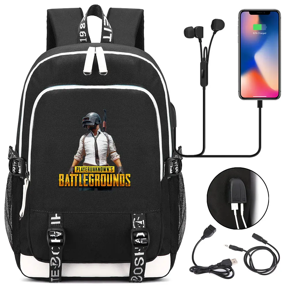 Игры PLAYERUNKNOWN'S BATTLEGROUNDS наушники USB Jack мальчик девочка школьная сумка для женщин подростков холст мужчины ноутбук рюкзак 9
