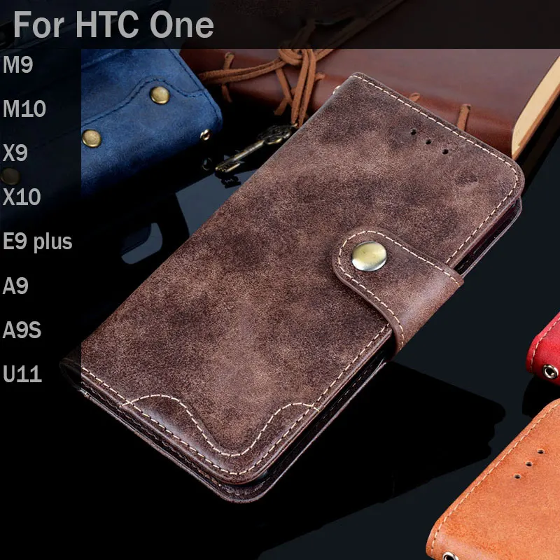 

Case for HTC ONE M9 M10 X9 X10 A9 A9S U11 E9 plus coque luxury Vintage Leather Flip cover stand Card Slot phone Cases funda capa