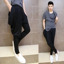 Новинка Мужские Модные шаровары с крестами свободные с эластичной низкий шаговый шов повседневные штаны Свободные В Стиле Хип-Хоп этап певица костюмы