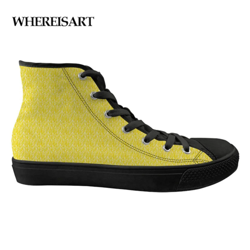 

WHEREISARTComfortable Men's Vulcanized Outdoor Shoes Printing Men's High To Help Print Spring Autumn Teenage BoysAnkle Shoes