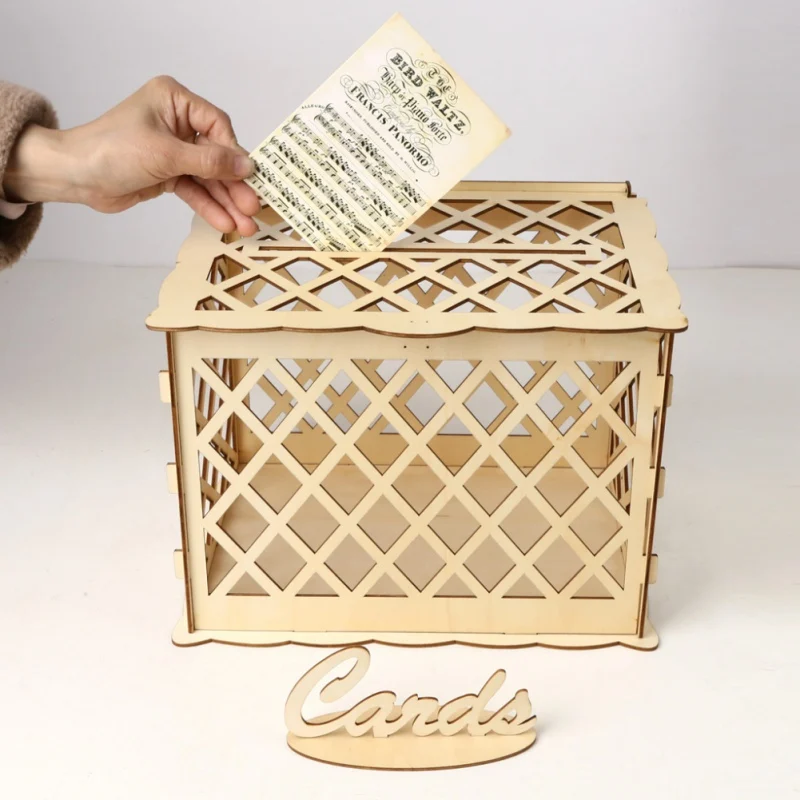 Алмазный Узор DIY коробка для приглашения на свадьбу деревянная подарочная карта с замком коробка для сбора денег на свадьбе свадебное украшение для дня рождения