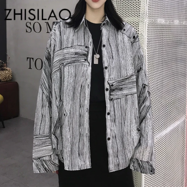 

Long Sleeve Chiffon Blouse Women Shirt Street Loose Blouse Mujer Maxi 2019 Vintage Print Women Shirt Casual Chic Korean