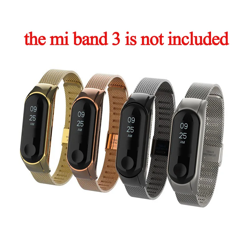 

10 pcs Stainless steel strap for xiaomi mi band 3 smart bracelet SMT Stencil replacement strap for mi band 3 DHL free 4 colors