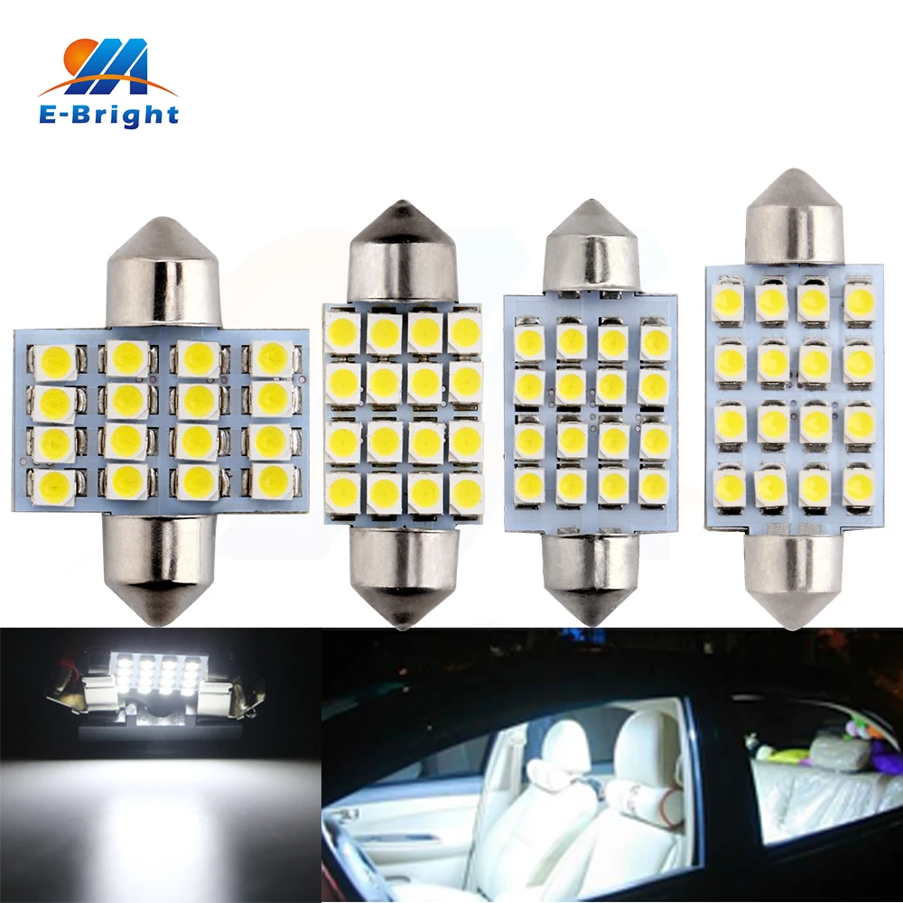 100 шт./лот C5W 1210 16 SMD Led 31 мм 36 39 41 м Festoon Dome LED интерьер автомобиля Панель Чтение