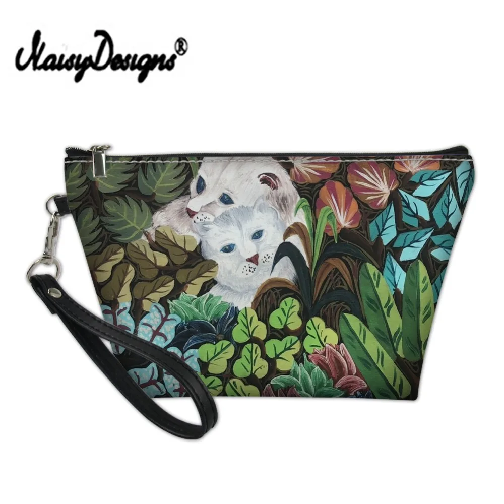 

Noisydesigns Cat Cosmetic Travel Case Makeup Women Bags Casual Print PU Zipper Portable Ladies Make-up Girl Waterproof Organizer