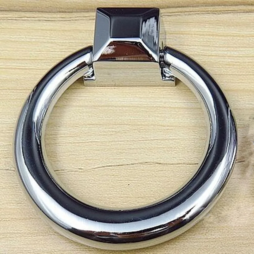 62mm shaky drop ring furniture knob handle shiny silver