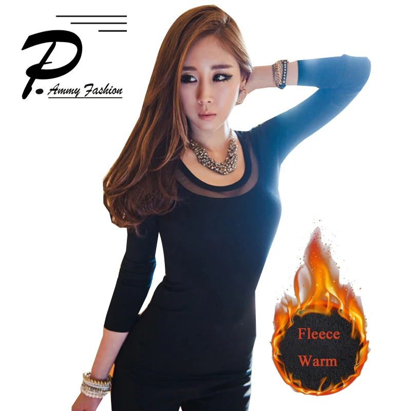 Новая Корейская футболка большого размера с вышивкой в сетку плюс бархатная утолщенная тонкая сексуальная приталенная женская рубашка с круглым вырезом размера плюс S~ 4XL