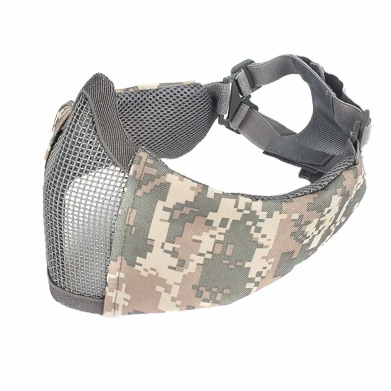 Обновление защита ушей тактические; на пол-лица металлический Сталь сетчатой маской экран Для Охоты Военная маска