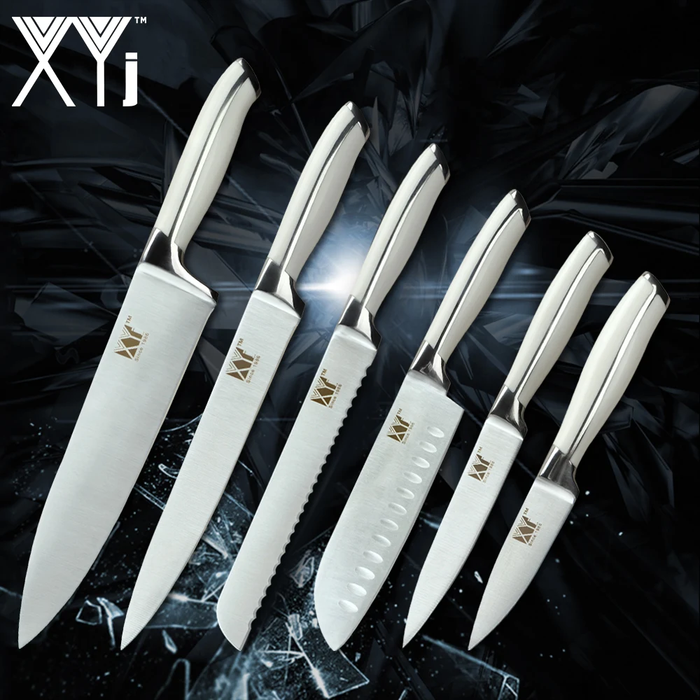 XYj 6pcs Stainless Steel Kitchen Knife Set White POM+Stainless Steel