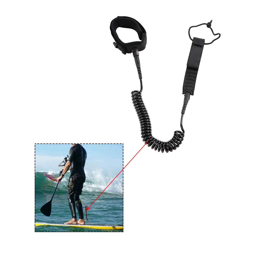 5.5mm Thick Coiled SUP Leash Cord Body Board Bodyboarding Ankle Leash