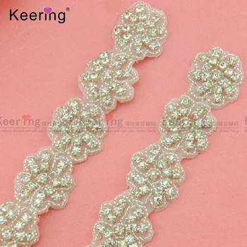 

Fancy Flower Decorative Rhinestone Trimmings For Wedding Dress WRA-634