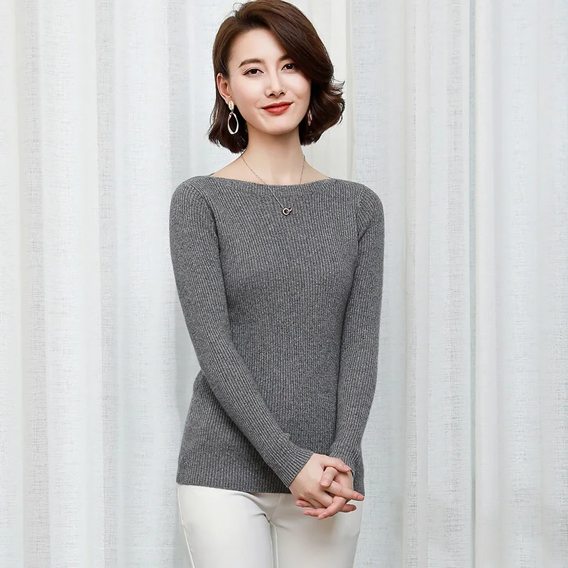 

Winter Sweaters Women 100% Pure Cashmere Knitting Jumpers New Arrival Slash neck Pullovers Pashmina Tops Woman Standard clothes