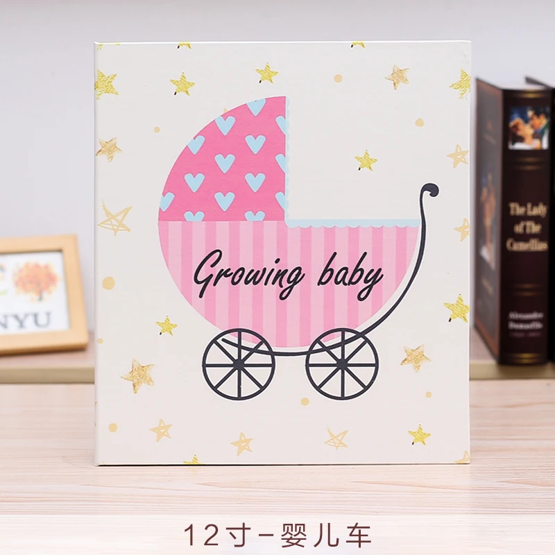 Leather cover baby infant children growth record DIY photo album 12 inch 18 inch this newborn paste type family photo album