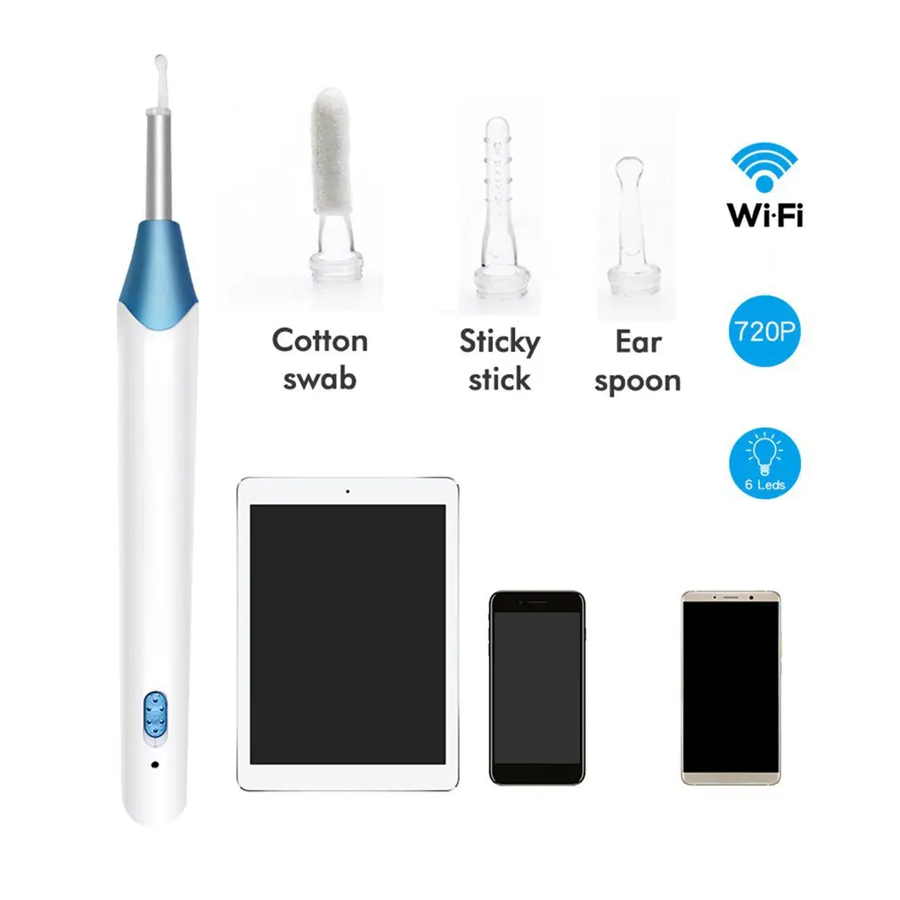 

NEW Wifi Ear Cleaning Endoscope HD Visual Ear Spoon 5.5mm Mini Camera Android PC Ear pick Otoscope Borescope Tool 30