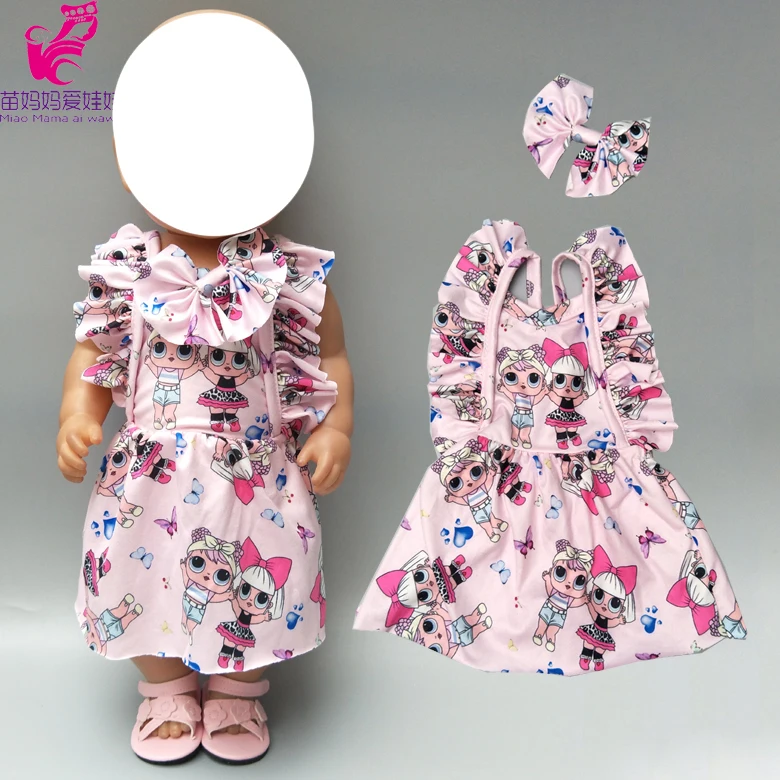 17 дюймов ребенок новорожденный Купальник для куклы Кепка для 18 дюймов девочка кукла в купальнике Кепка Набор Кукла Летнее платье одежда