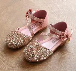 Дети Принцесса Блеск Сандалии для девочек Дети Обувь для девочек летние Обувь на низком квадратном каблуке платье обувь для вечеринок