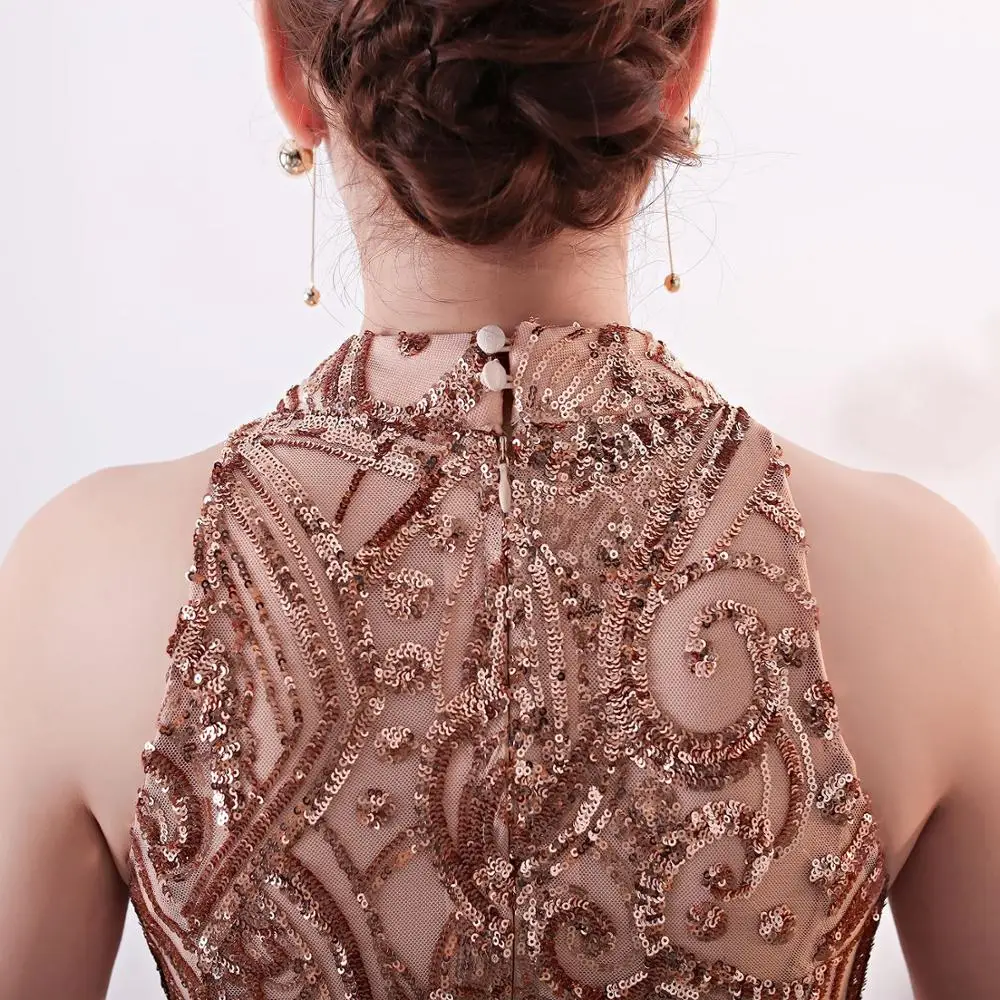 Robe De Soiree блестящее длинное вечернее платье русалки с бусинами