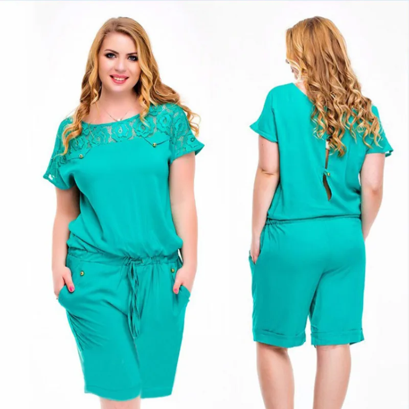 

Western women rompers new summer jumpsuit large size 5XL women's lace Siamese pants hollow playsuits clothing vestidos