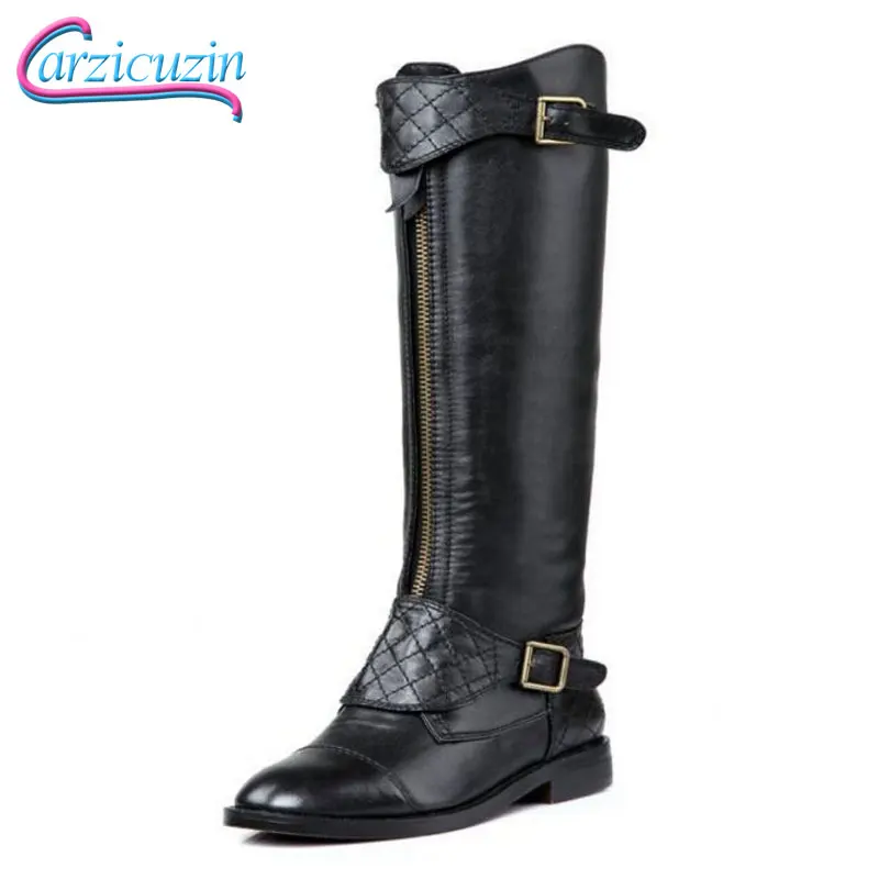 

Carzicuzin Free shipping over knee long boots real genuine leather boots women boot high heel shoes R5468 EUR size 34-39