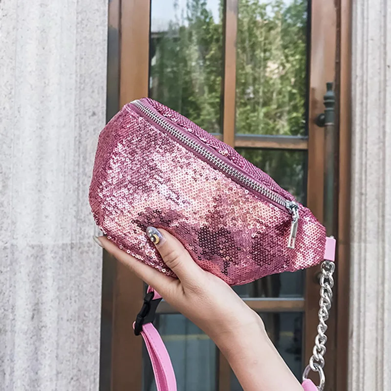 

Litting Women Sequin Fanny Pack Fashion Female Waist Bag Chest Pouch Shoulder Bag Glitter Bum Belts Bags Waist Packs New