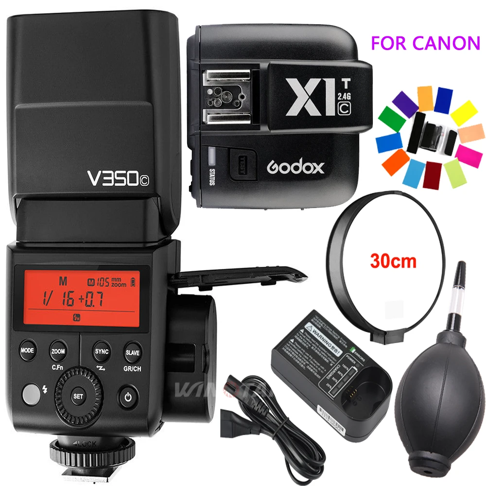 

Godox V350C TTL HSS 1/8000s GN36 2000mAh Lithium Battery Camera Speedlite Flash+X1T-C Trigger for Canon 1DX Mark II,1Dx,5Ds,5Dsr