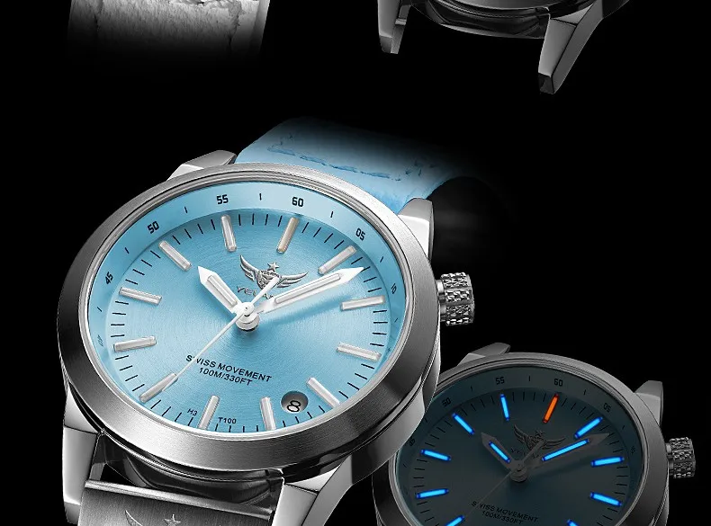 Новое поступление YELANG V1010 обновленная версия T100 Тритий синий светящийся водонепроницаемый дамские модные повседневные кварцевые часы наручные часы