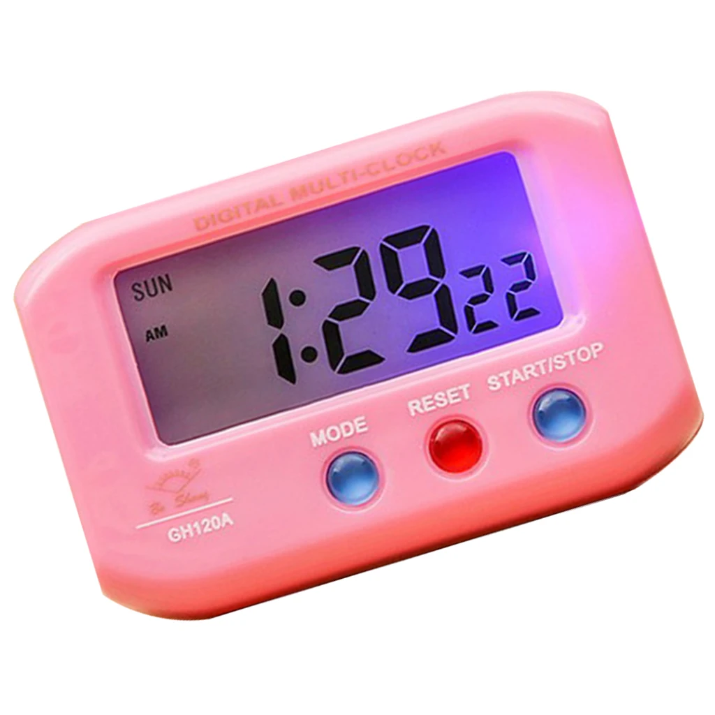 Battery Mini Small Clock Large LCD Display Screen Desktop Table Car Dashbaord Clock
