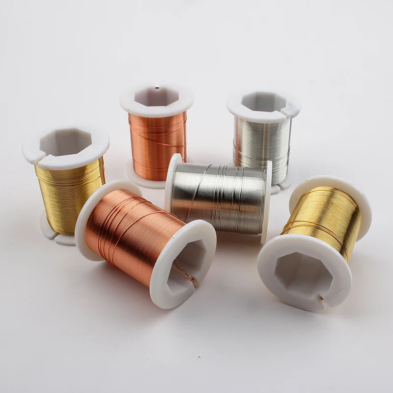 1pc 0.4mm 26ga 0.5mm 24ga Silver Gold Copper Wire Spool Jewelry Making