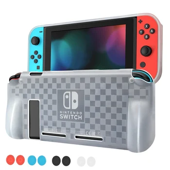 

Anti-slip Bump Anti-Scratch Soft TPU Clear Protective Grip Case Cover for Nintend Switch NS Console Holder w/ 8 Thumb Grips Caps