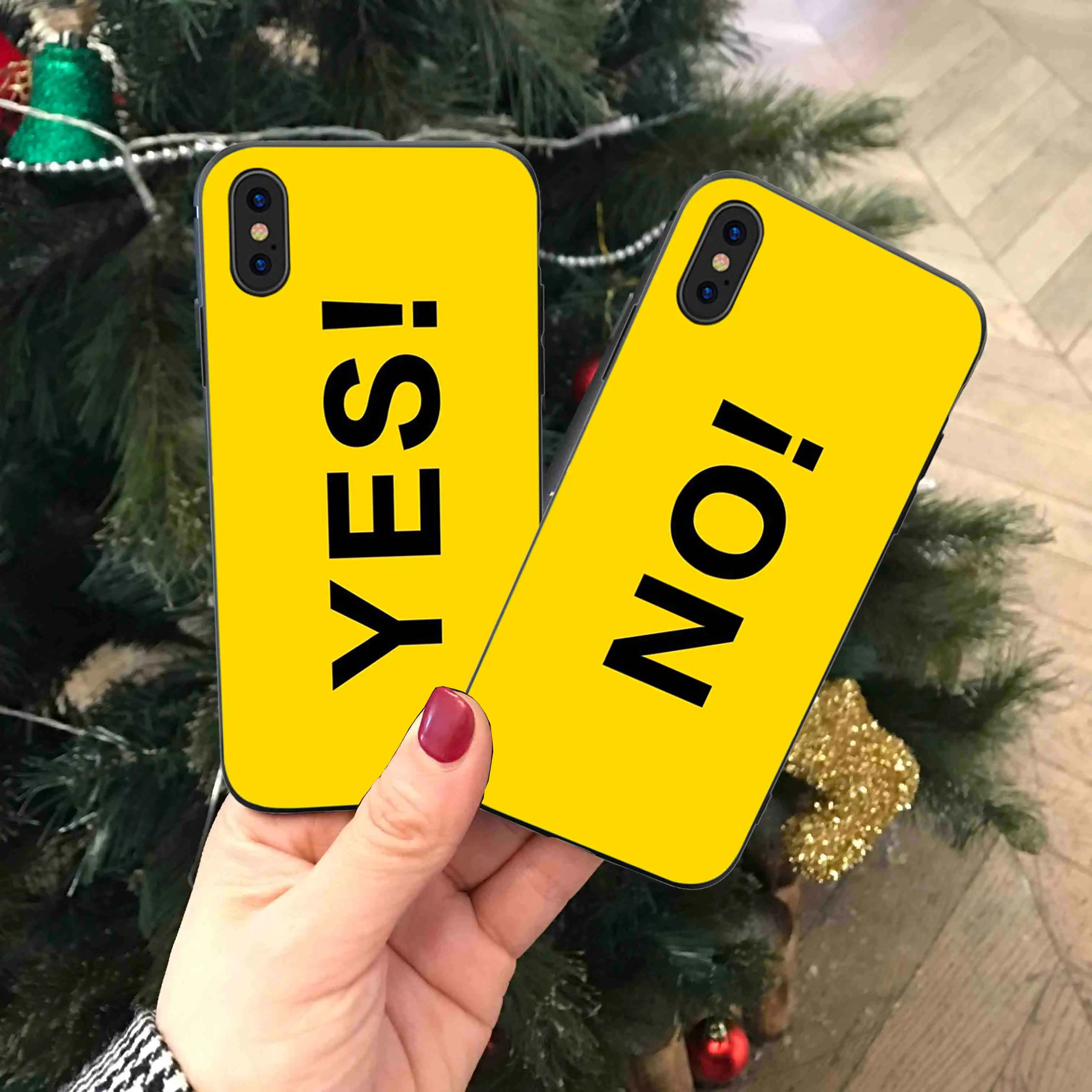 

RKQ Funny Simple Yellow Bottom YES NO Soft Silicone Phone Case Cover For Iphone 5S SE 6 6S 7 8 Plus X XS XR 11 Pro Max TPU Case