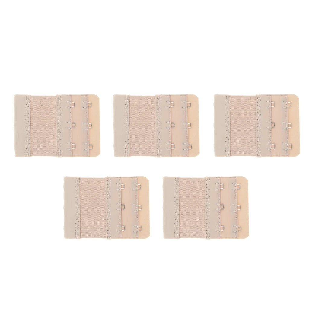 5pcs Adjustable Elastic Bra Extender Strap 3Hook 2Row Bra Extension Replacement Elastic Underwear Extension Clothing Accessories