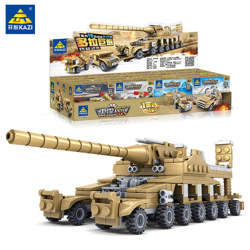 

KAZI Plastic Blocks Kit Kids Toys Tank Military Cars Modeling Building Stacking bricks Educational Toys for Children Boys Gift