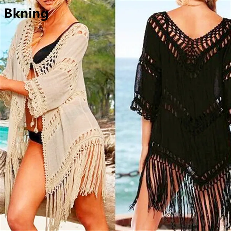 tassel crochet beach cover up