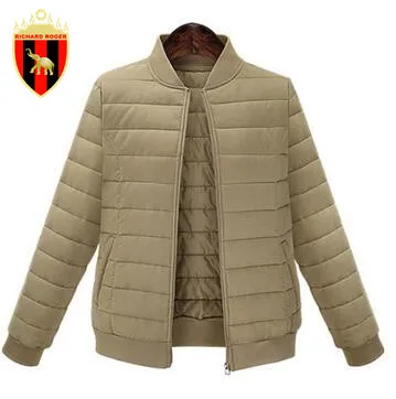 

RICHARD ROGER new fashion baseball collar Large Size women winter female Pure Color Popular short Slim Down thick padded jacket