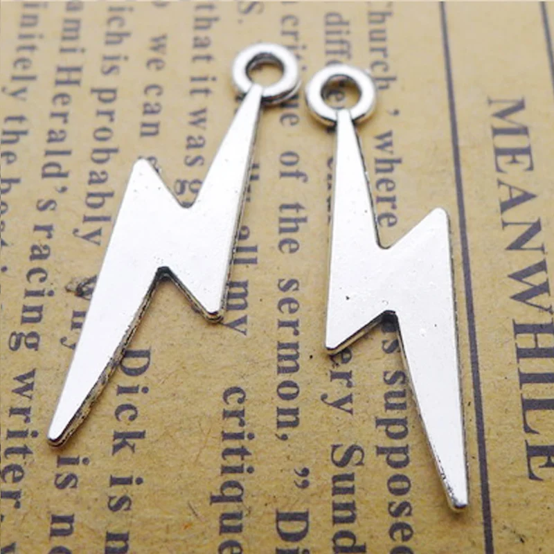 

RAINXTAR Fashion Alloy Antique Silver Color Lightning Charms 8*28mm 100pcs AAC1530