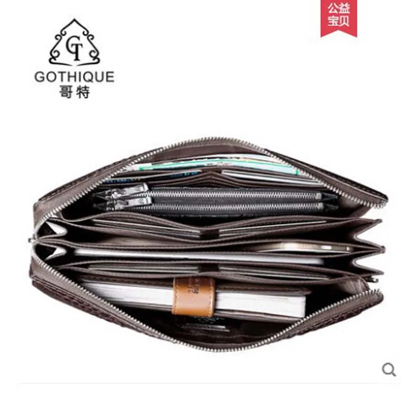 gete 2019 Crocodile leather handbag for men large capacity wrist business bag crocodile leather handbag hand bag for men's bag