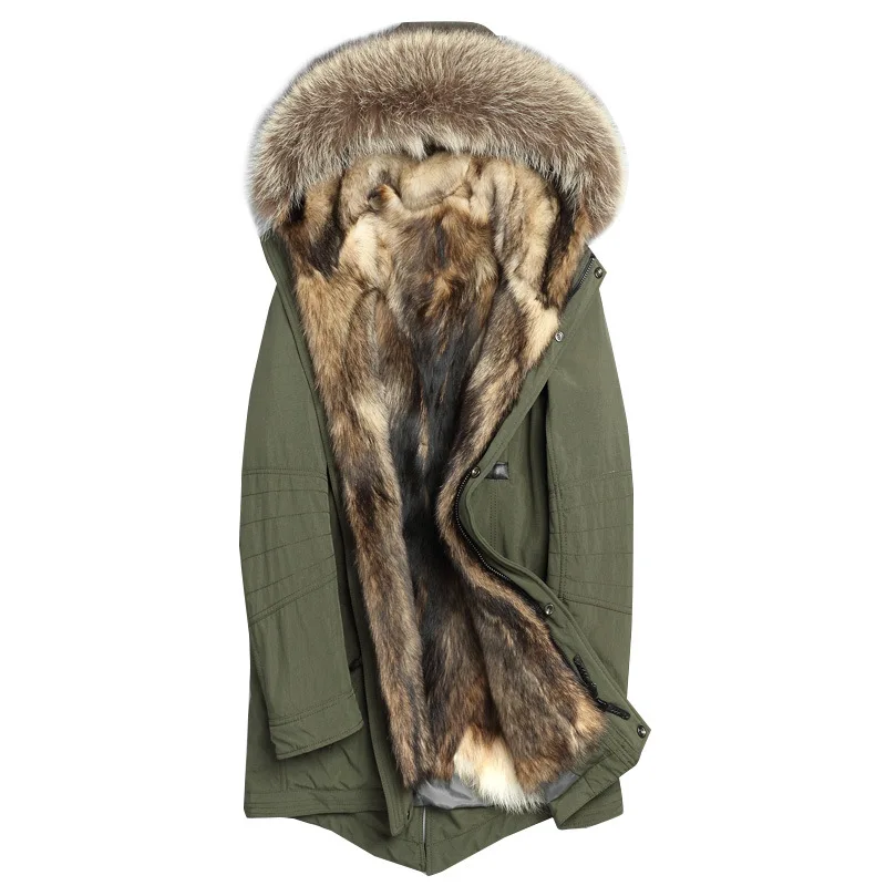 AYUNSUE, пальто с натуральным мехом, Мужская парка с подкладкой из волка, Длинная зимняя куртка, Мужская теплая парка с воротником из меха енота, Hombre, P-12-15002