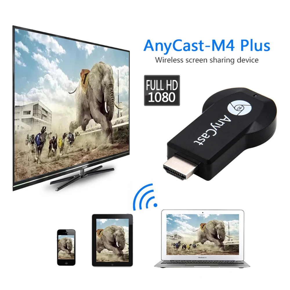 Anycast M4plus M4 Plus Chromecast 2 зеркальных нескольких тв-карт адаптер мини Android хром литой HDMI WiFi ключ 1080P