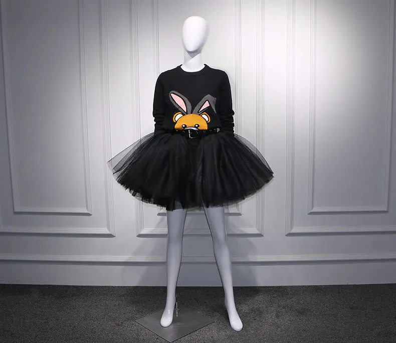2019 Early Spring Star Yang Mi Has The Same Black Mid-long Coat Women Pullovers O-Neck Fashion Black Women Sweater