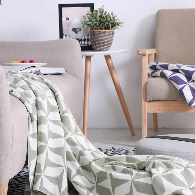 

Modern Style Grass Green Diamond Pattern Blanket Warm Blankets Travel Flannel Sofa Blanket For Bed Warm Cotton 130x180cm Soft