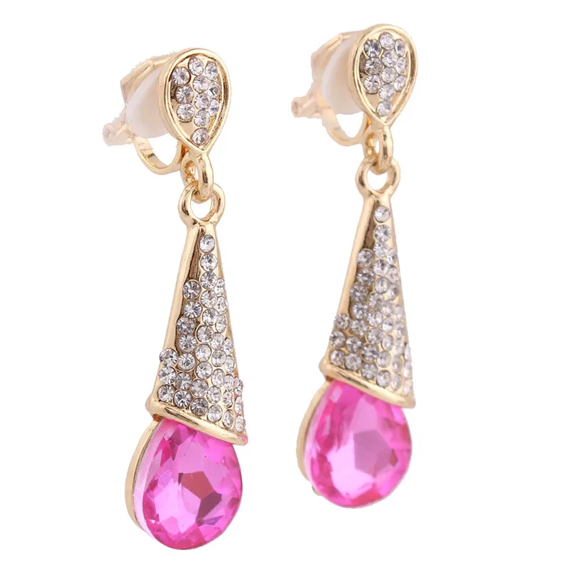 Clip on Earrings for Women 12 Colors Rhinestone Crystal Long Non Pierced Party Wedding