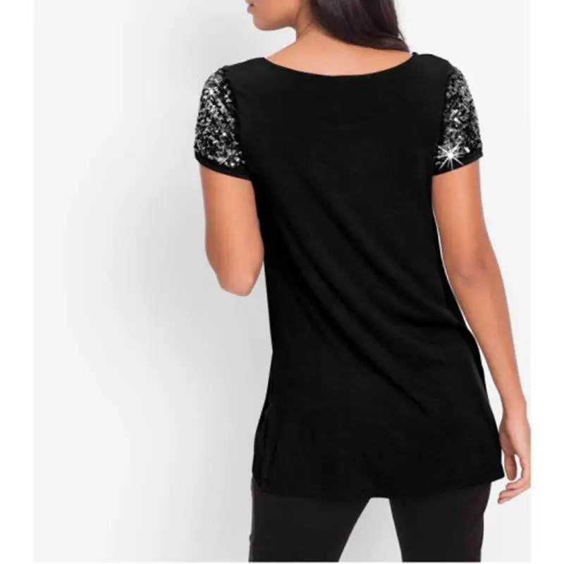 2018 Summer Women T-Shirts Casual O-Neck Short Sleeve Sequins T-Shirt Women Solid Loose Fashion Tops Tees WS9565M 2018 Summer Women T-Shirts Casual O-Neck Short Sleeve Sequins T-Shirt Women Solid Loose Fashion Tops Tees WS9565M