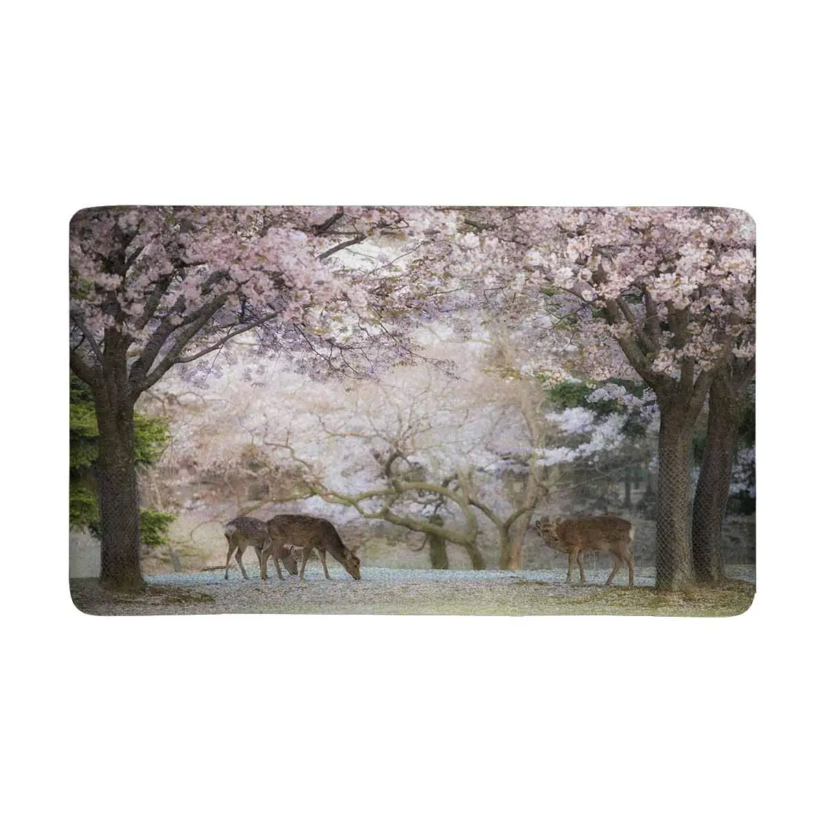 Deer Cherry Blossom Anti-Slip Door Mat Home Decor Indoor Entrance Doormat Rubber Backing | Дом и сад