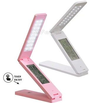 

Dimmable LED desk Lamps Foldable Rechargable Reading Table Lamp Light Touch Control Calendar Alarm Clock Temperature Lamp